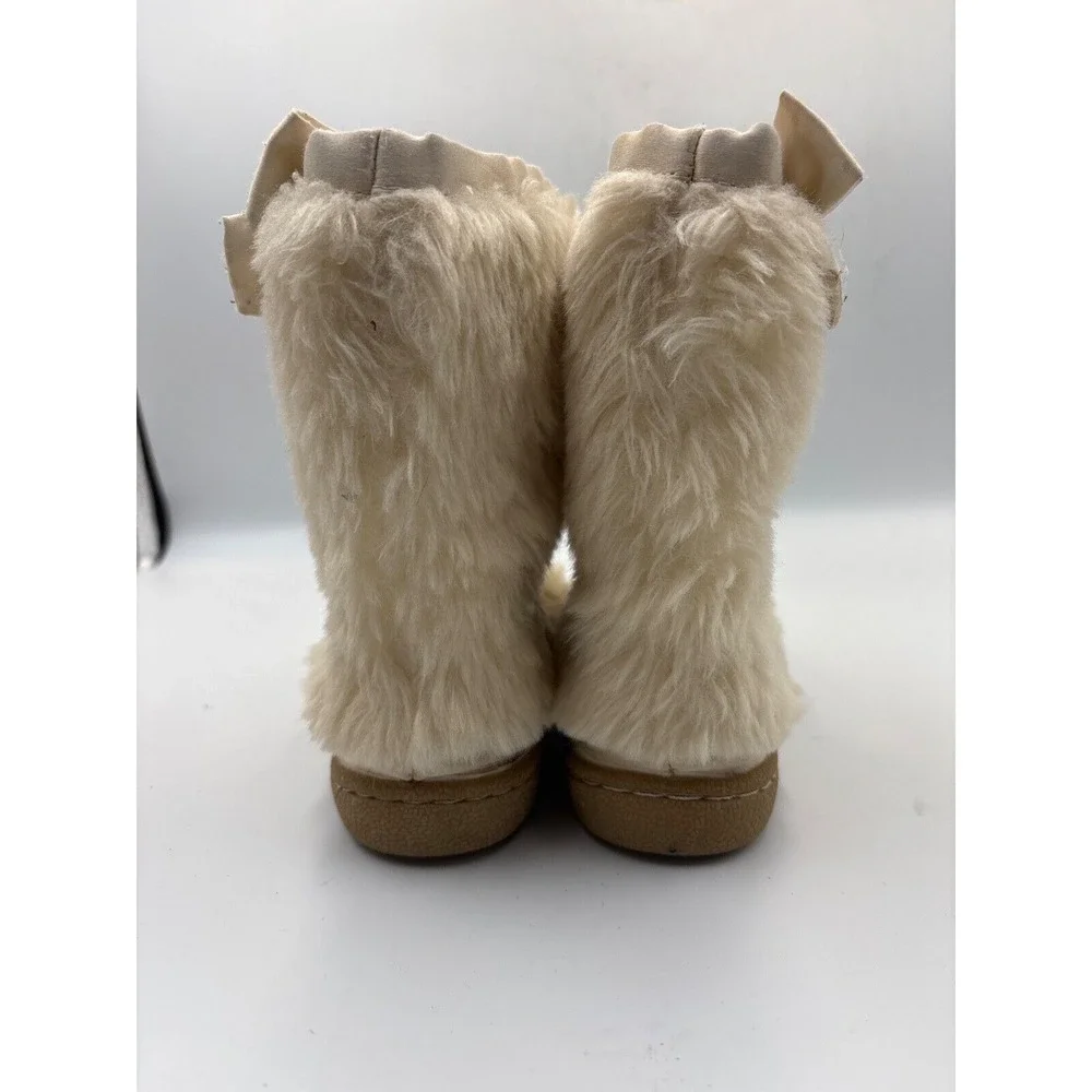 Baby Gap Faux‎ Fur Bow Boots, Size 6 Toddler